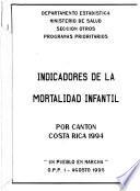 libro Indicadores De La Mortalidad Infantil Por Canton, Costa Rica 1994