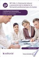 Orientación Laboral Y Promoción De La Calidad En La Formación Profesional Para El Empleo. Ssce0110