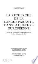 La Recherche De La Langue Parfaite Dans La Culture Européenne