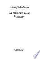 libro La Mémoire Vaine