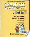 libro Spanish For Mastery: Qué Tal?