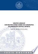 libro Grupos Lineales Con Restricciones Sobre Sus Subgrupos De Dimensión Central Infinita