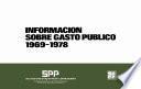 libro Información Sobre Gasto Público 1969   1978