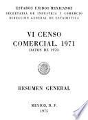 libro Vi Censo Comercial 1971. Datos De 1970. Resumen General