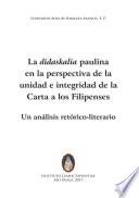 La Didaskalia Paulina En La Perspectiva De La Unidad E Integridad De La Carta A Los Filipenses